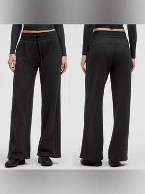 Lululemon Scuba Mid Rise Wide Leg Pants Regular Black Size XL